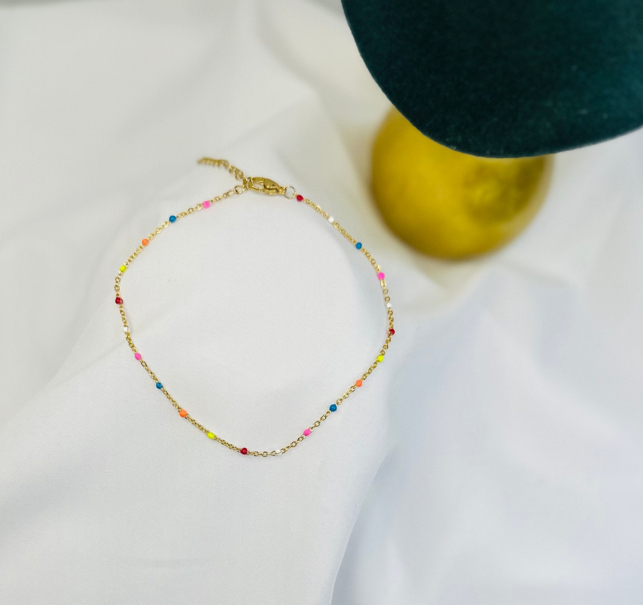 Tobillera con Bolitas De Colores │ Handmade